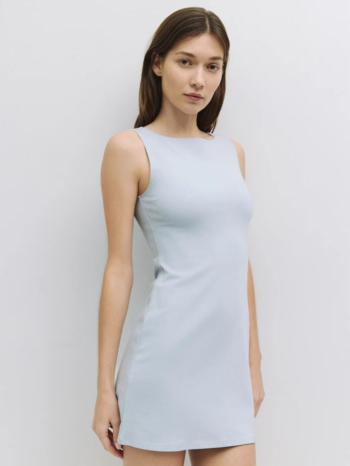 The Nikki Dress | Brushed Cotton Mini Dress LIGHT BLUE