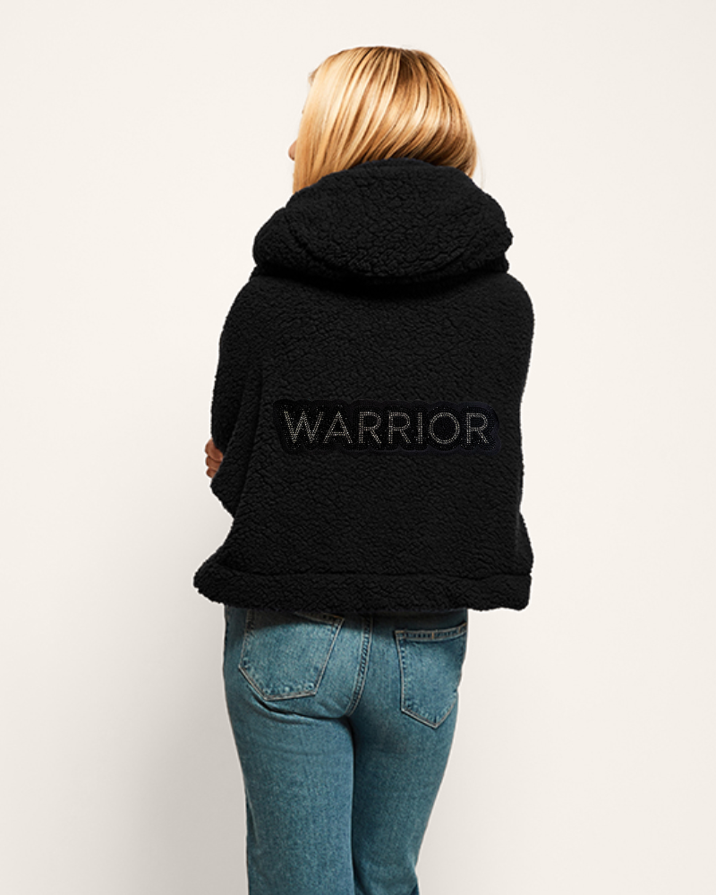 The Warrior Effect™ By Jill Martin Bedazzled Logo Cropped Sherpa Lounger Jacket