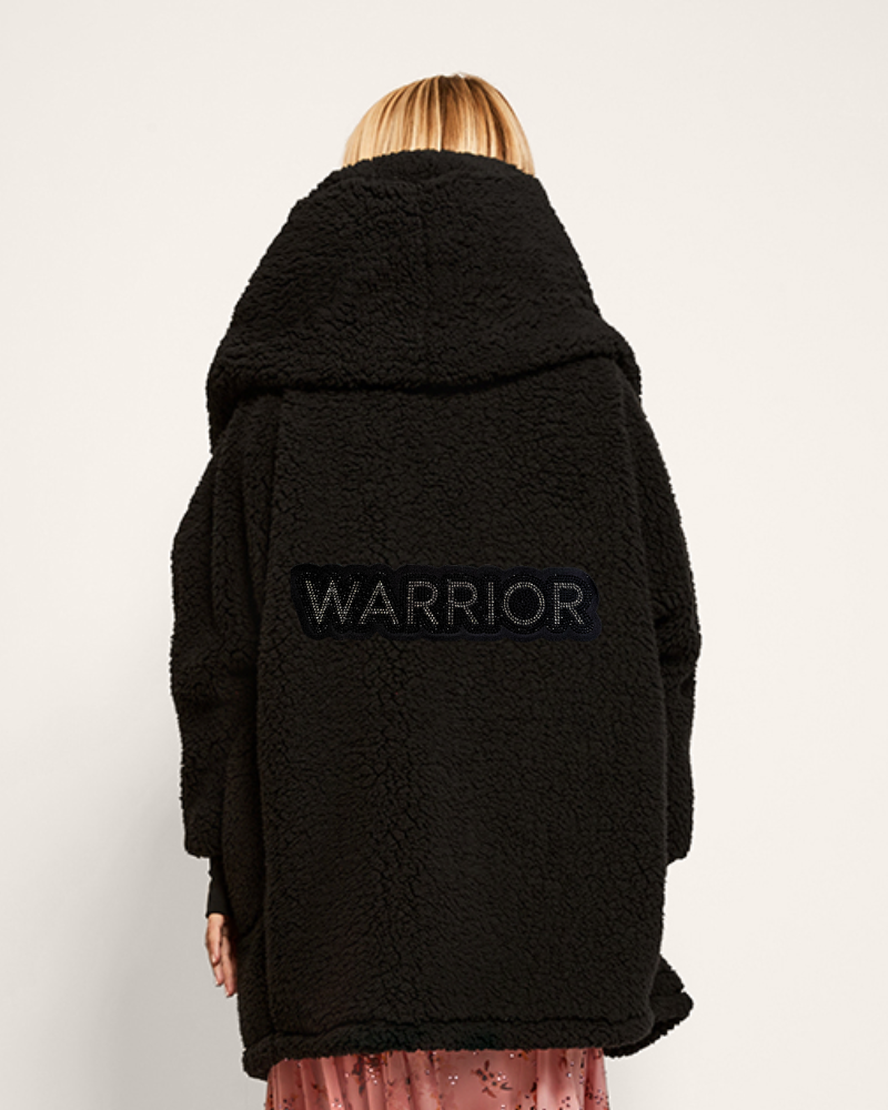 The Warrior Effect™ By Jill Martin Bedazzled Logo Sherpa Lounger Jacket