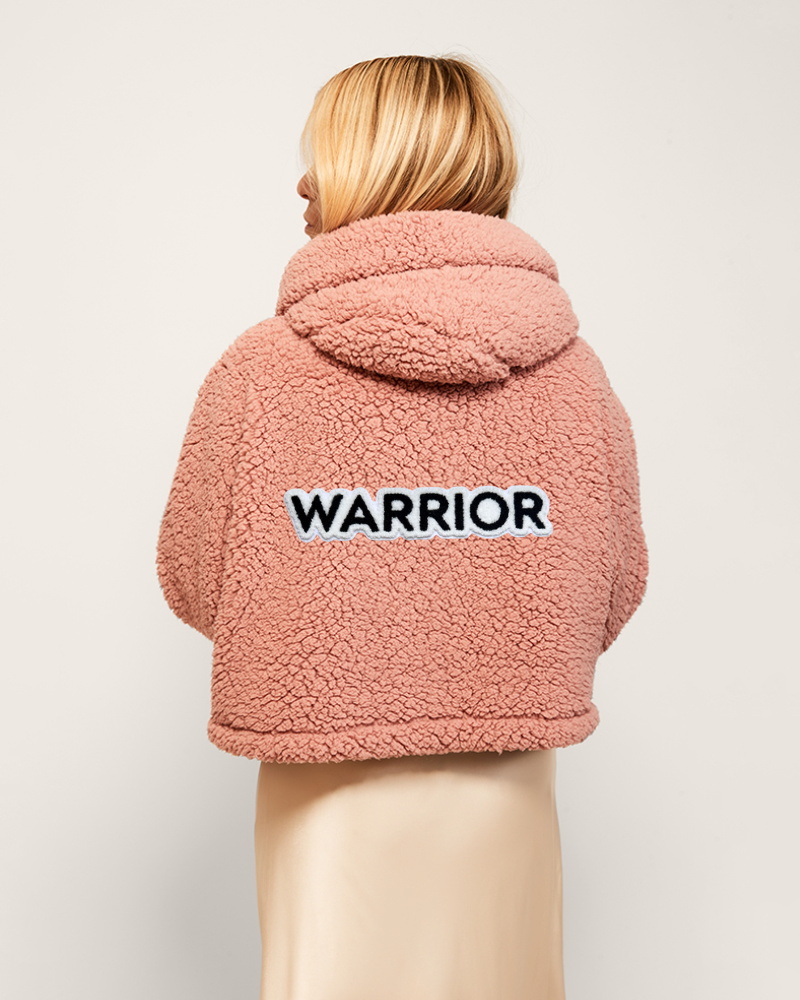 The Warrior Effect™ By Jill Martin Chenille Logo Cropped Sherpa Lounger Jacket