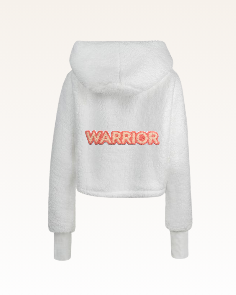 The Warrior Effect™ By Jill Martin Chenille Logo Cropped Sherpa Lounger Jacket