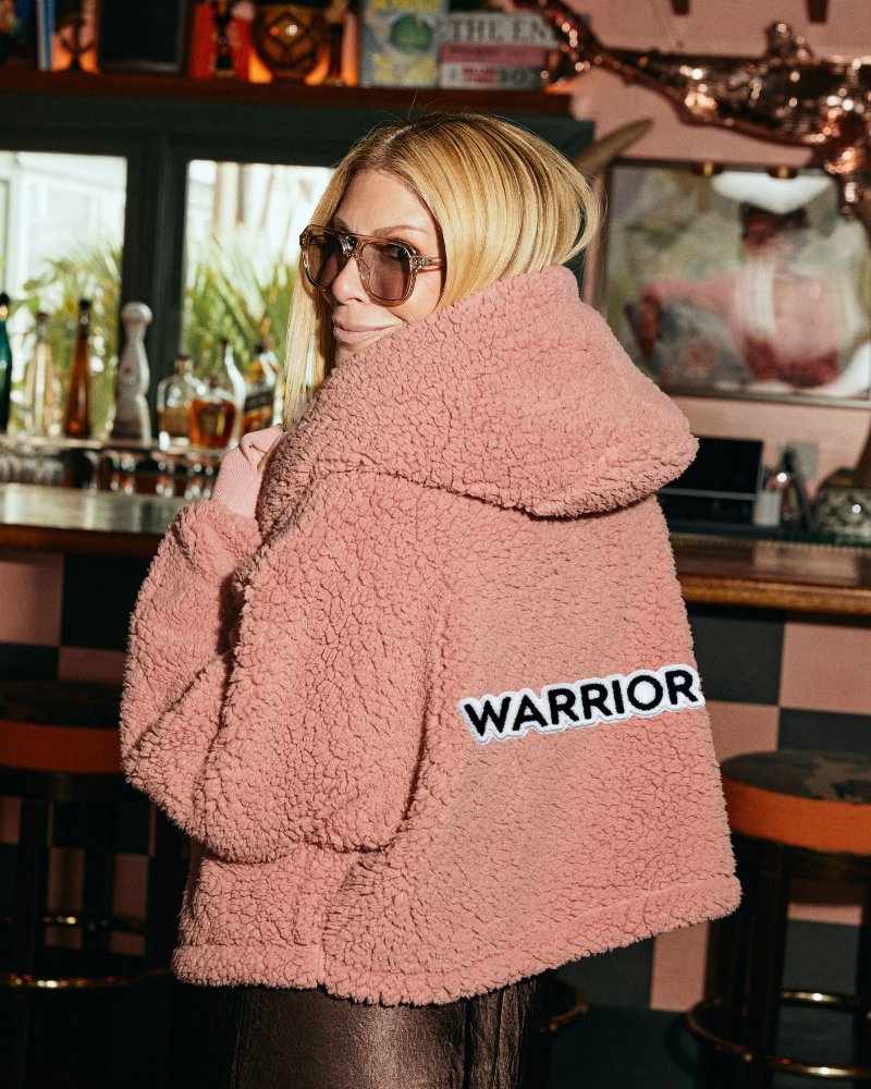 The Warrior Effect™ By Jill Martin Chenille Logo Cropped Sherpa Lounger Jacket