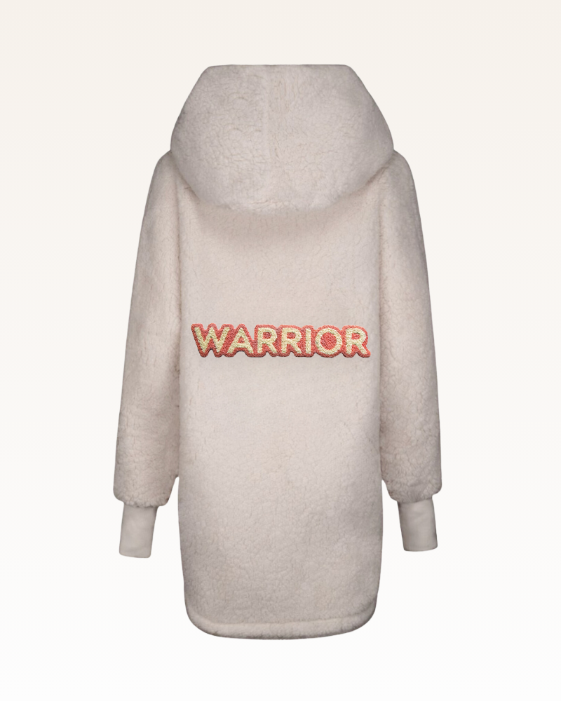 The Warrior Effect™ By Jill Martin Chenille Logo Sherpa Lounger Jacket