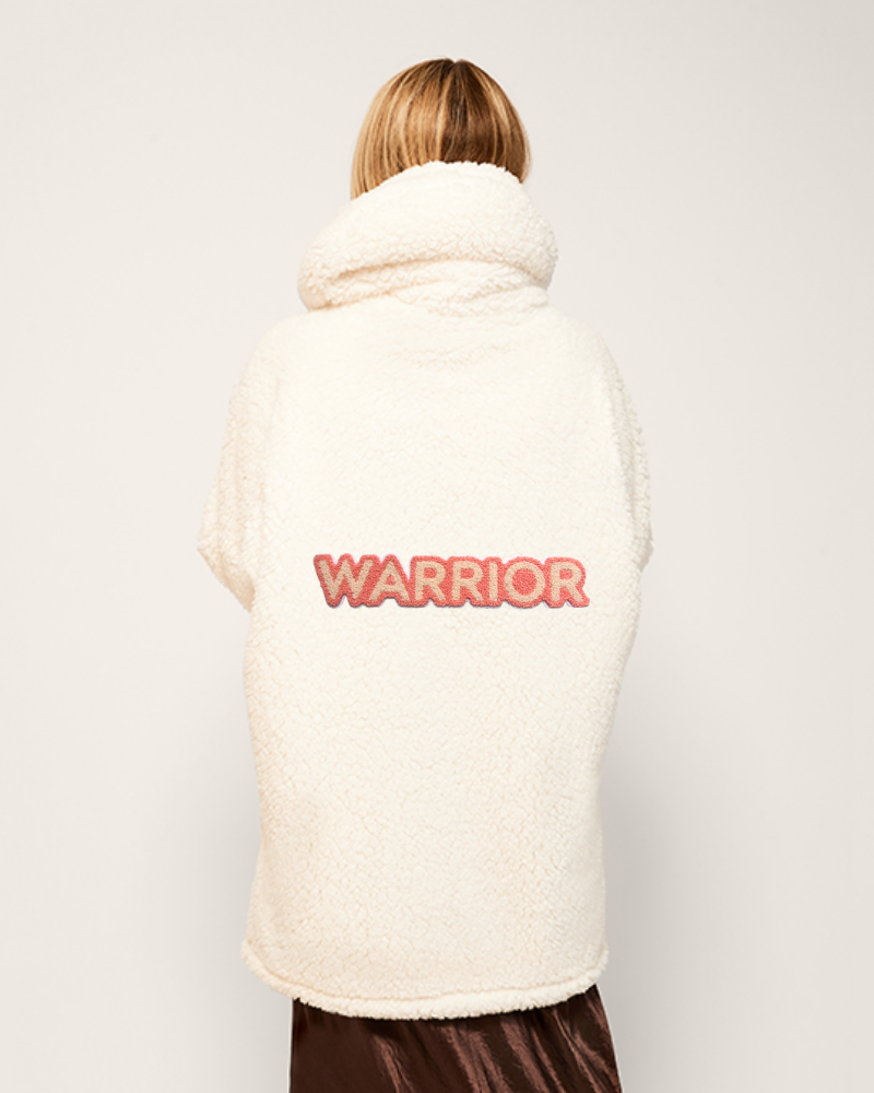 The Warrior Effect™ By Jill Martin Chenille Logo Sherpa Lounger Jacket