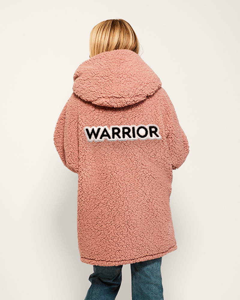 The Warrior Effect™ By Jill Martin Chenille Logo Sherpa Lounger Jacket