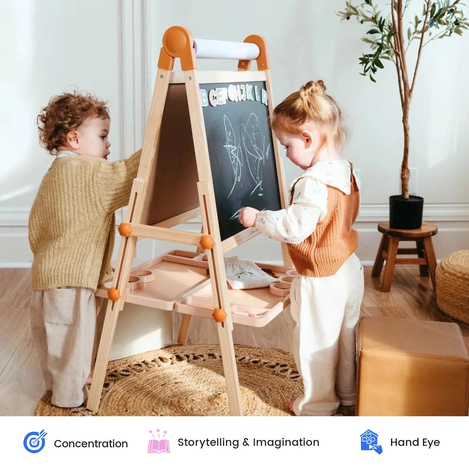 Tiny Land® Caramel Magnitales Easel for Kids