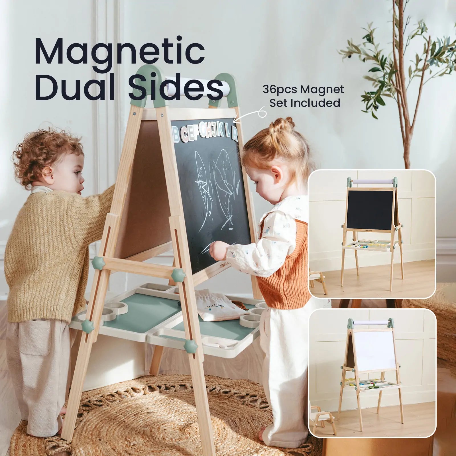 Tiny Land® Magnitales Easel For Kids - Green