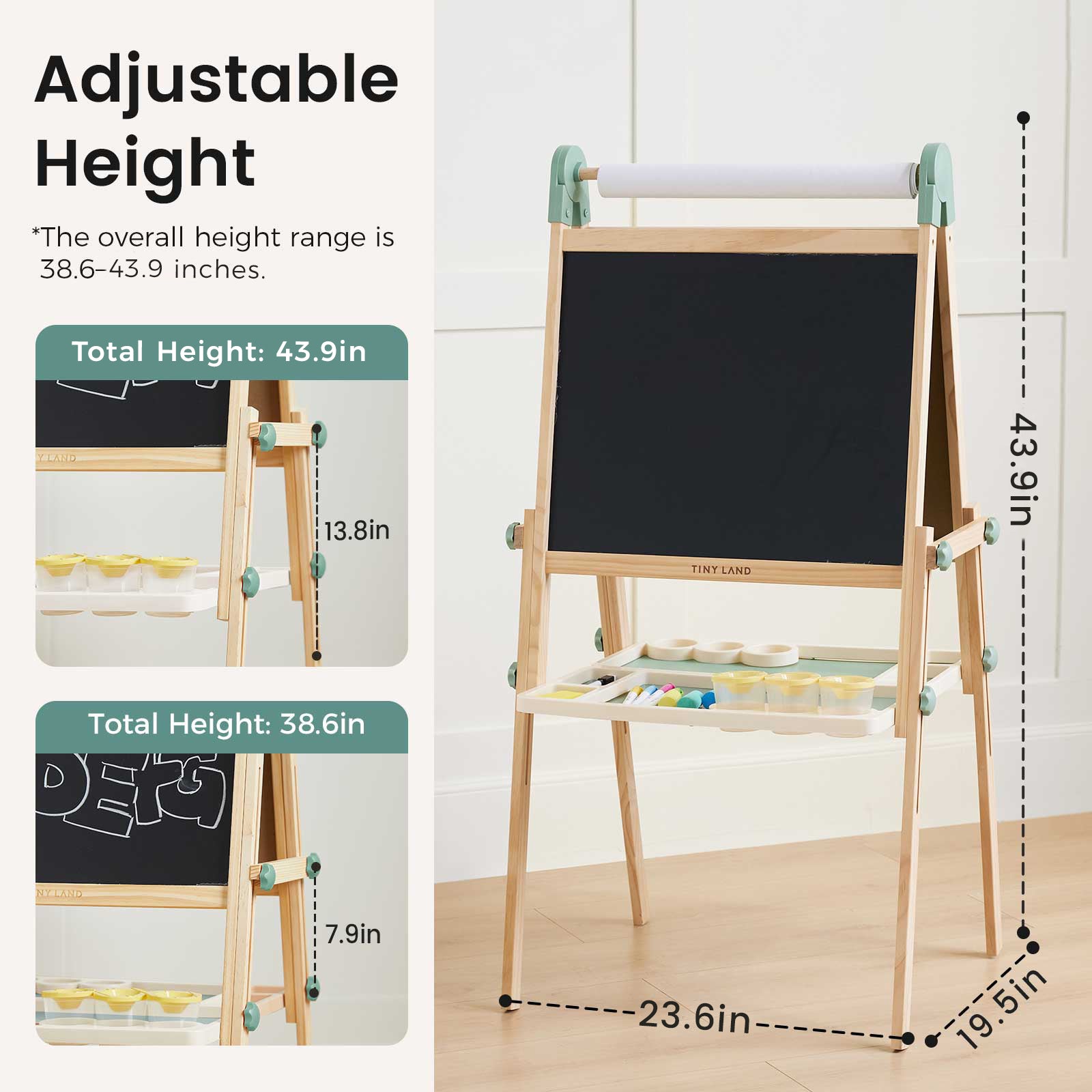 Tiny Land® Magnitales Easel For Kids - Green
