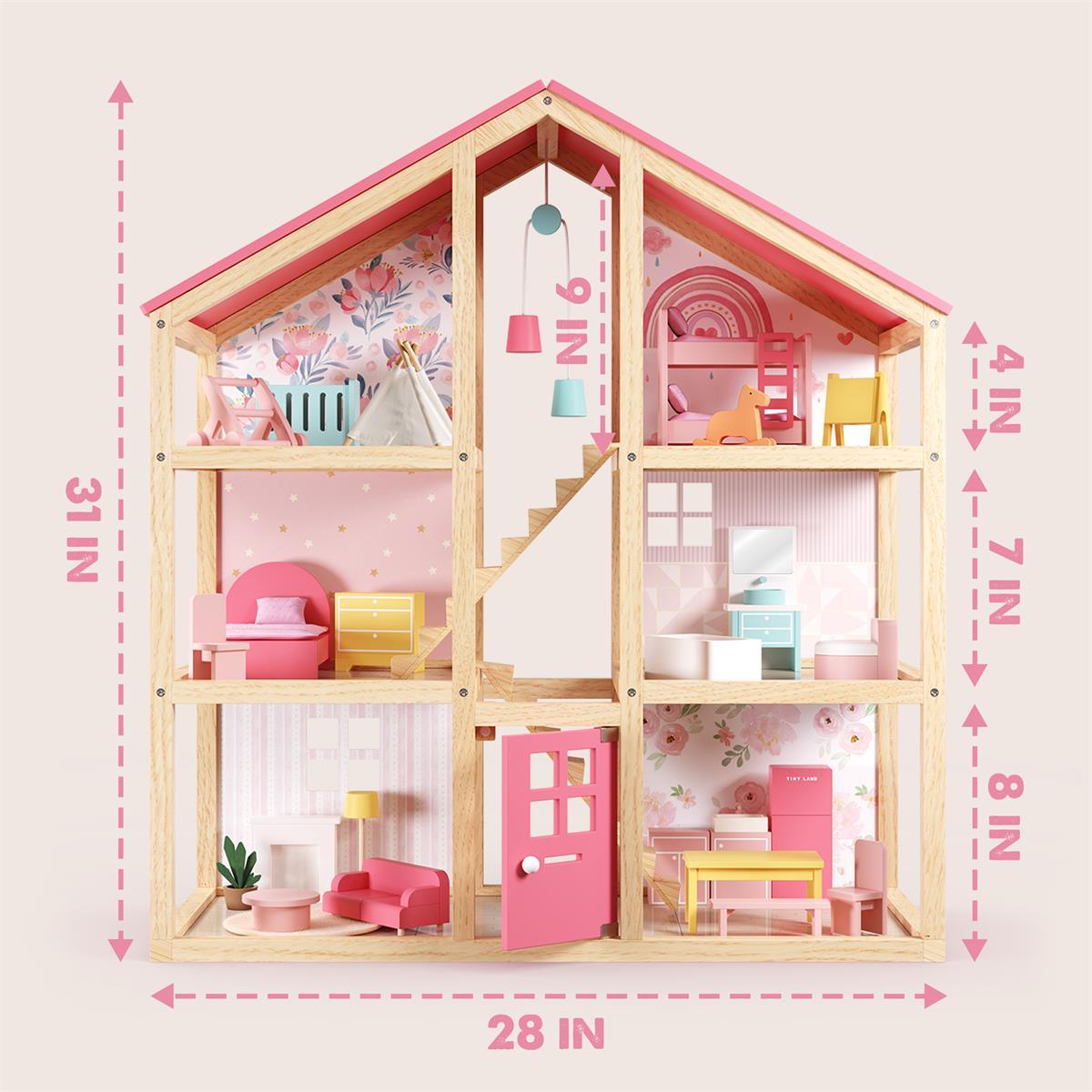 Tiny Land® Sweetwood Love Dollhouse Without Dolls