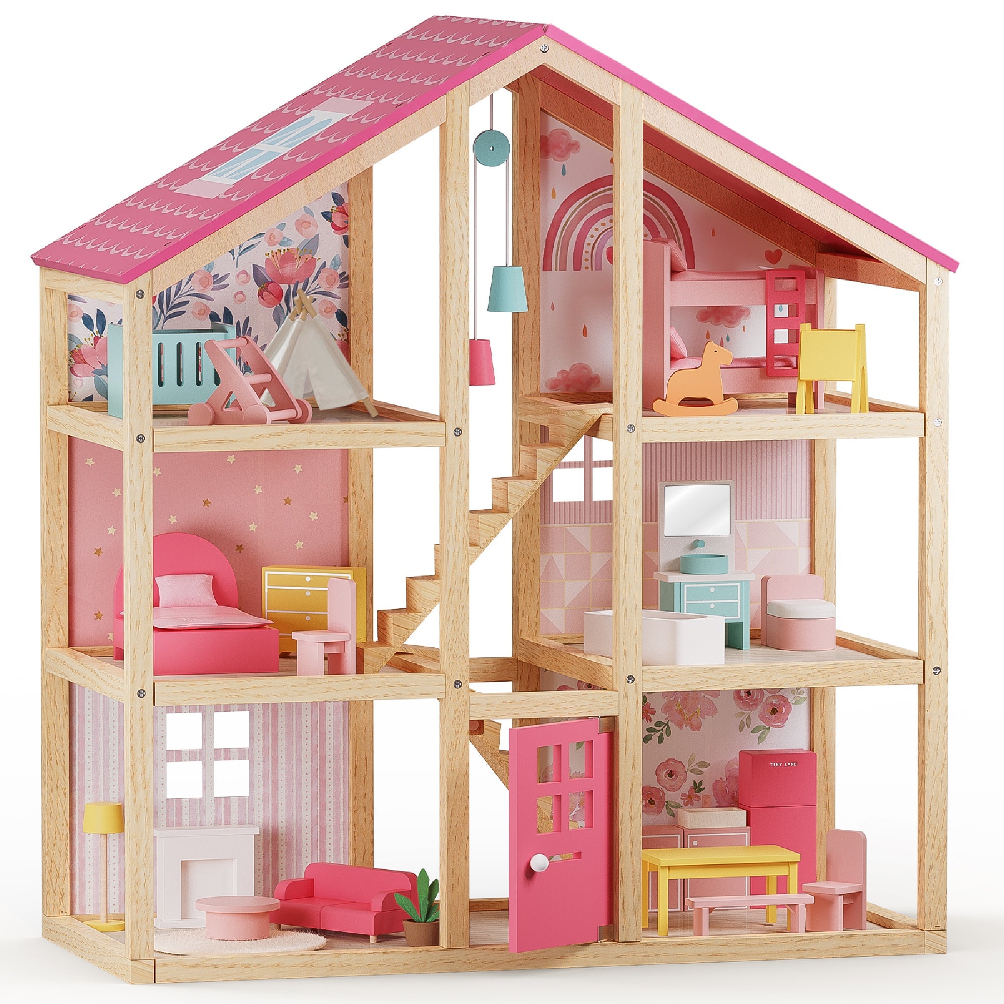 Tiny Land® Sweetwood Love Dollhouse Without Dolls