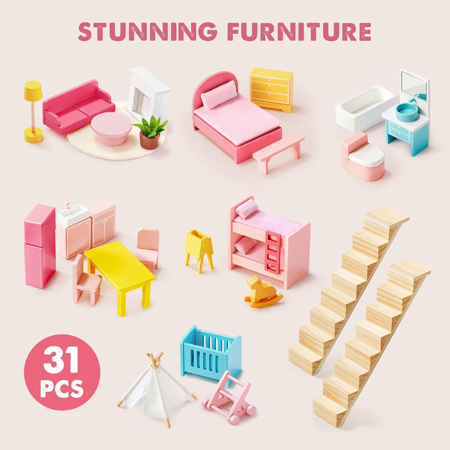 Tiny Land® Sweetwood Love Dollhouse Without Dolls