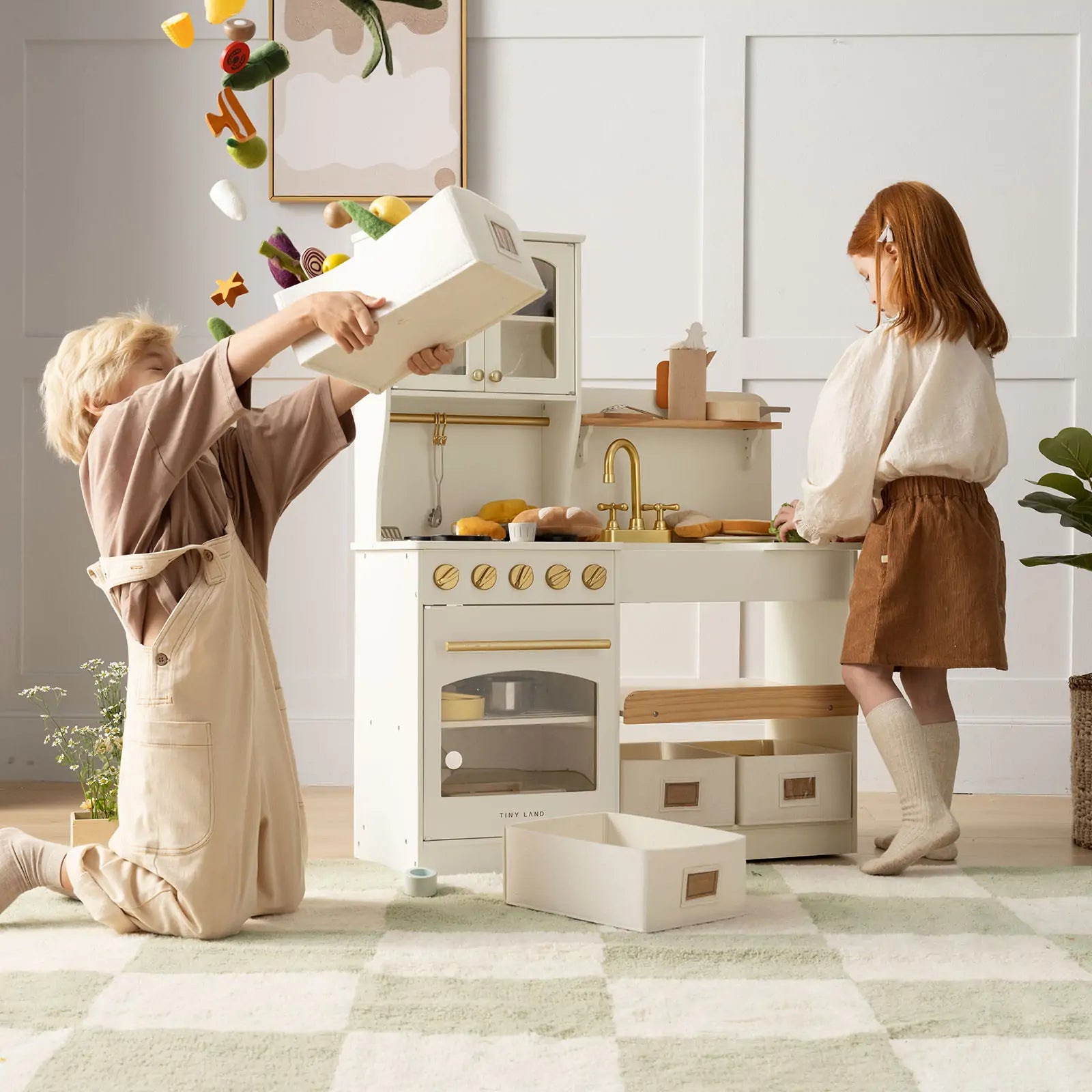 Tiny Land® Wooden Play Kitchen With Storage For Creative Toddlers