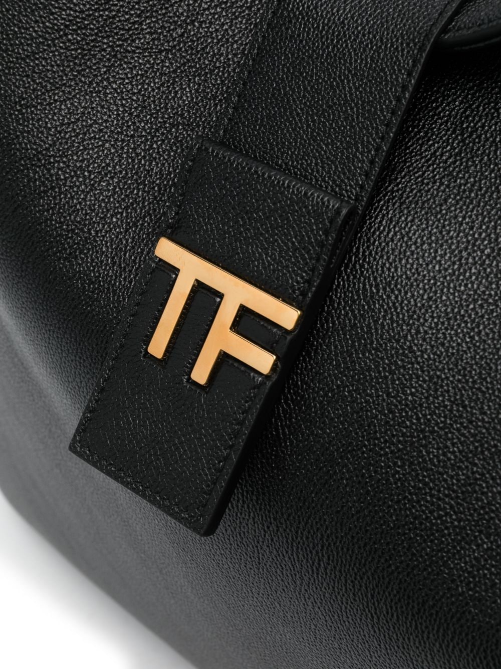 Tom Ford Gold Tone Logo Leather Tote Bag