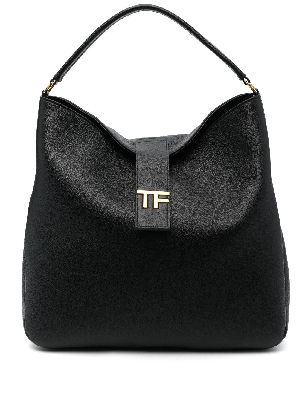 Tom Ford Gold Tone Logo Leather Tote Bag