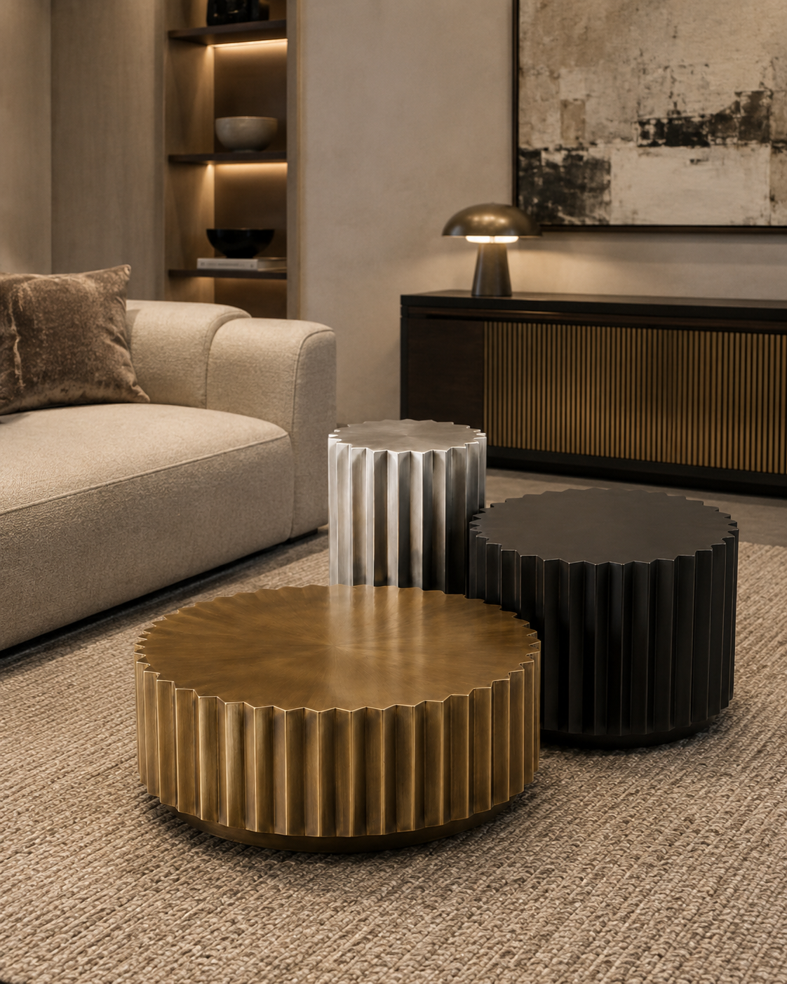 Trio Fluted Coffee Table Set