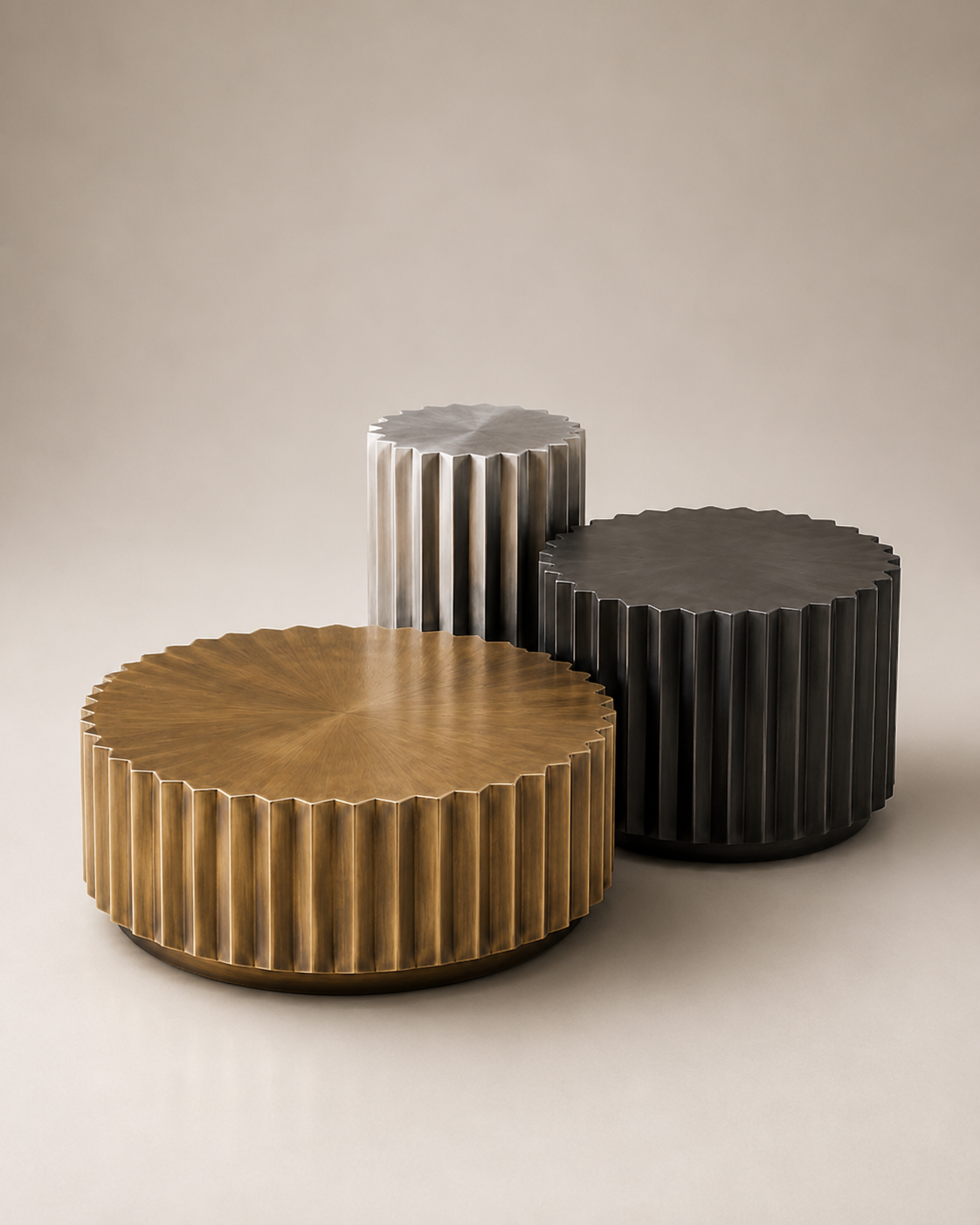 Trio Fluted Coffee Table Set