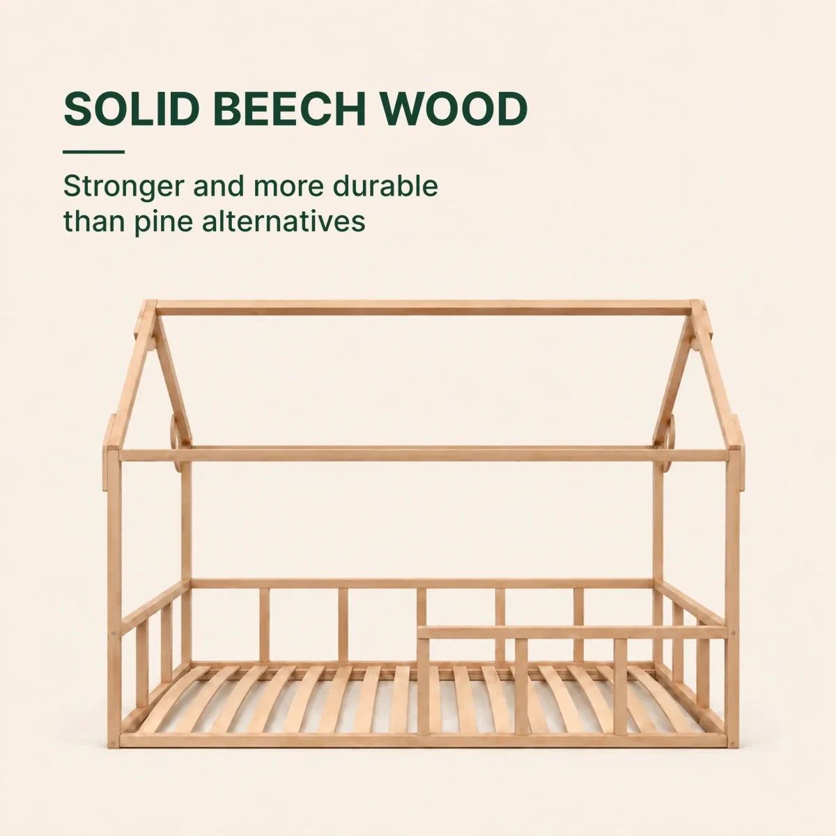 Twin Size Montessori House Bed for Kids with Fence