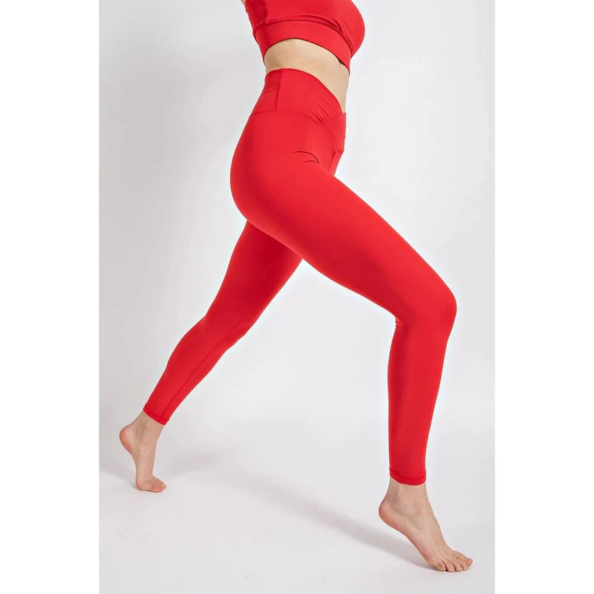 V Waist Full Length Leggings True Red