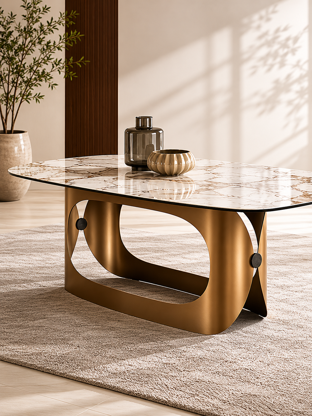 Valencia Luxe Marble & Steel Dining Table