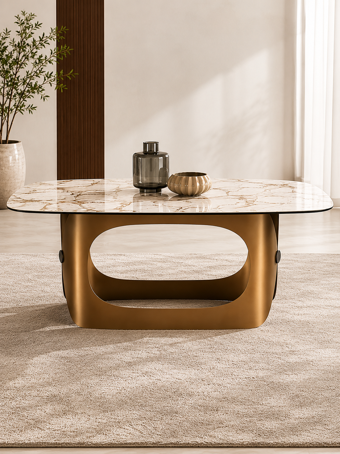 Valencia Luxe Marble & Steel Dining Table