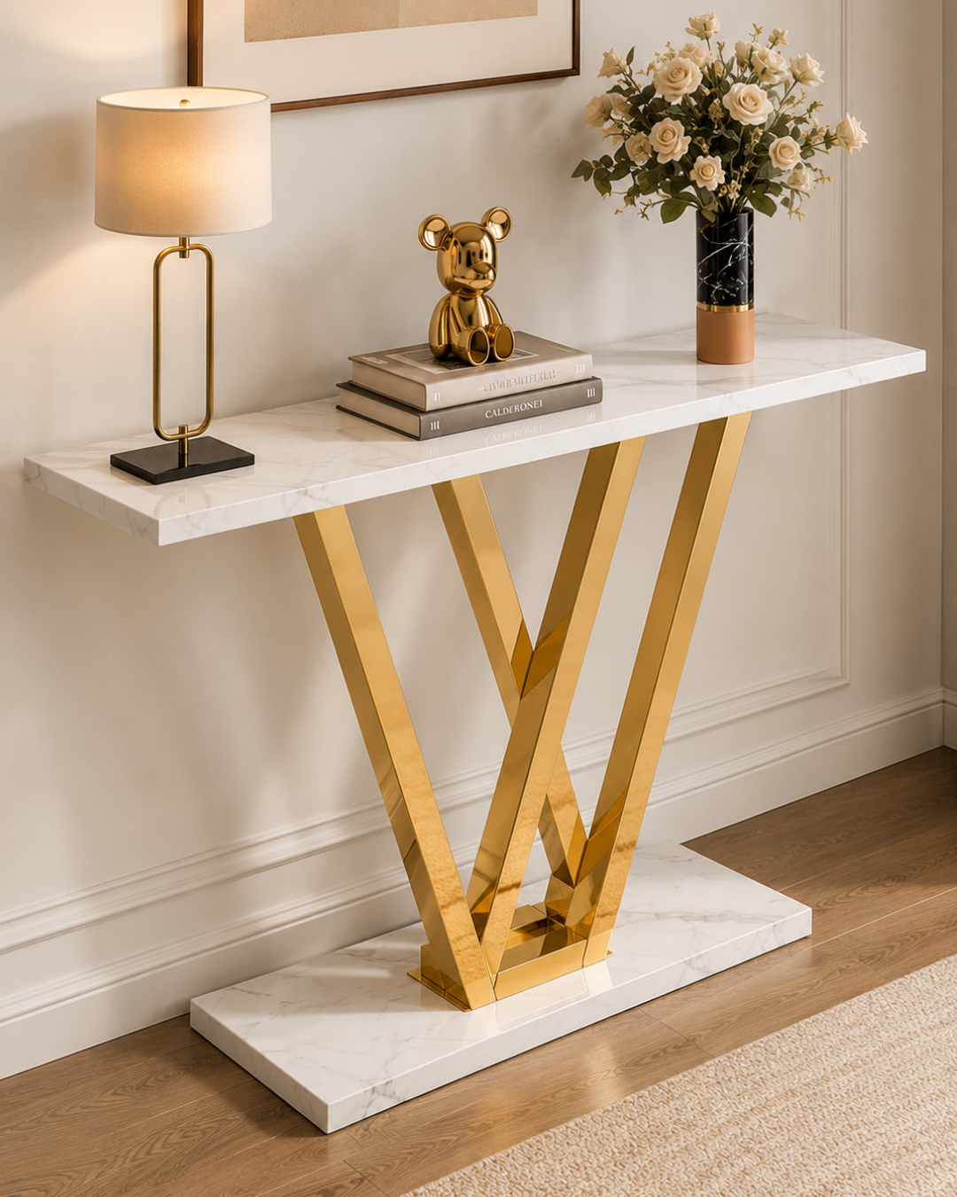 Vertex Marble & Steel Console Table