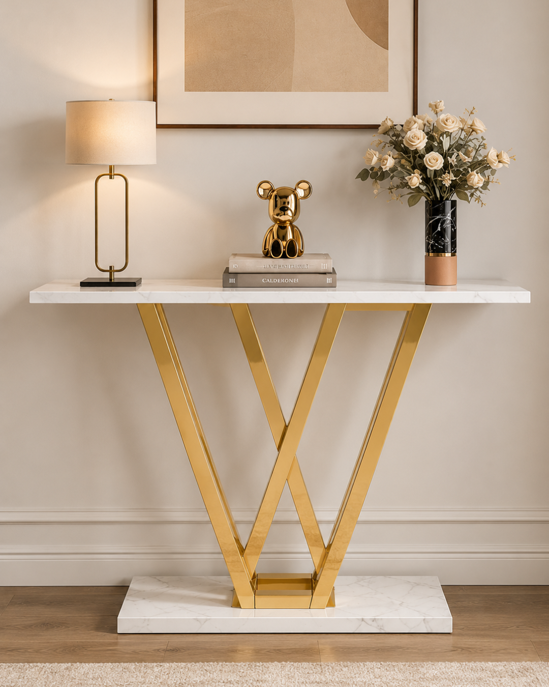 Vertex Marble & Steel Console Table