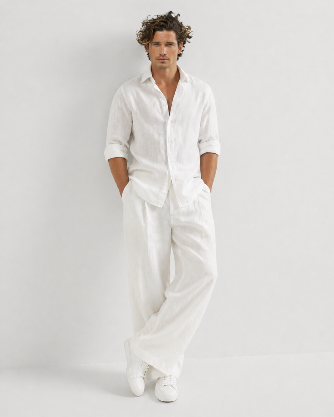 White Cotton & Linen Shirt – Easy Fit, Bahama Shirt