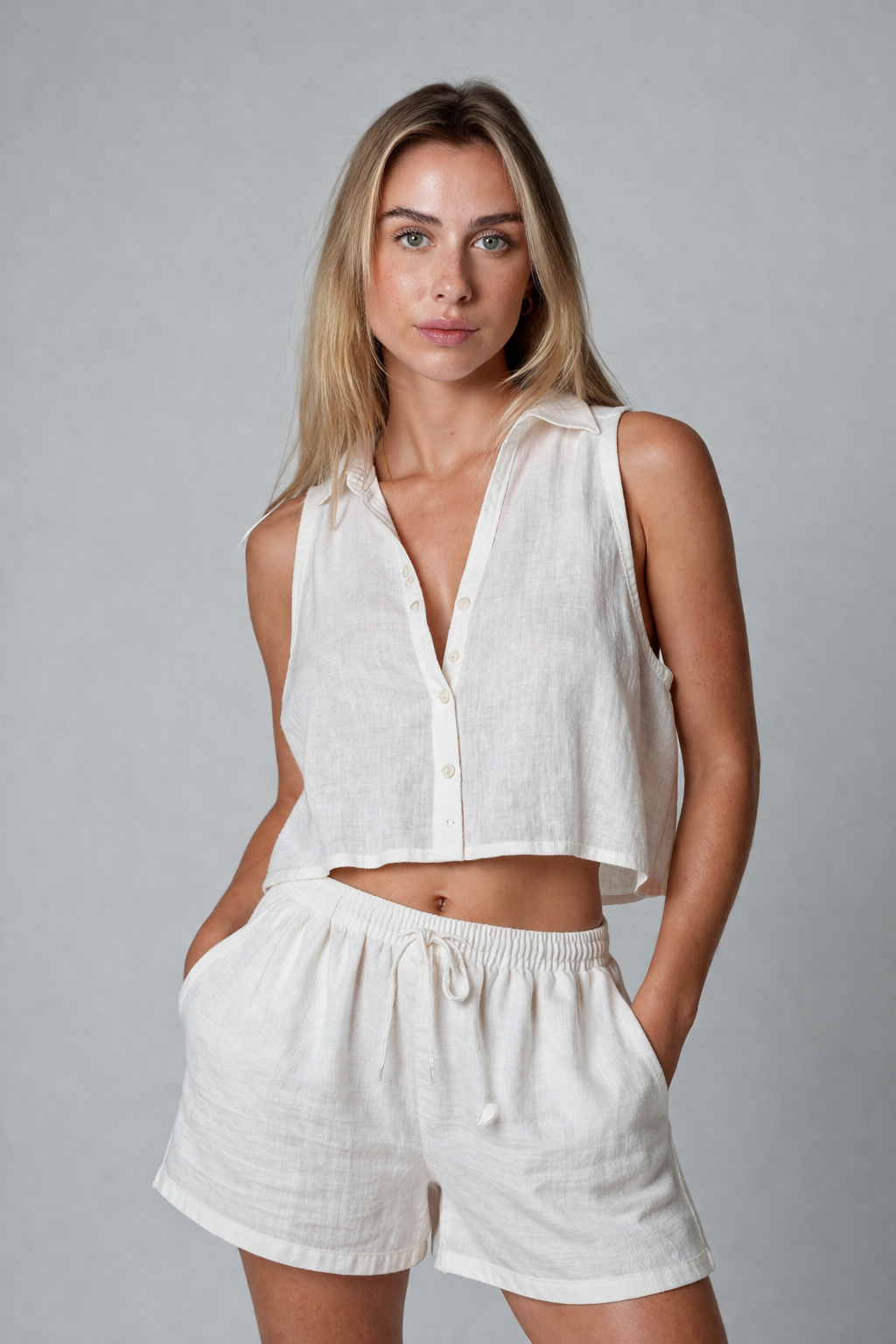 Women’s Linen Top & Short Set