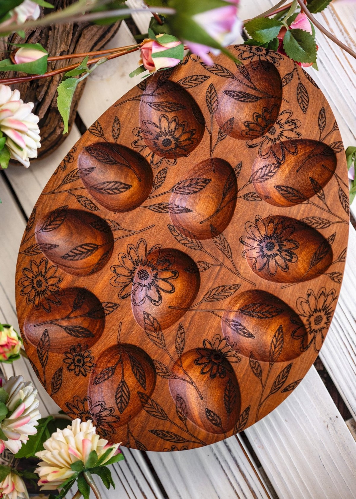 Wooden Egg Tray - Deviled Egg Serving Board