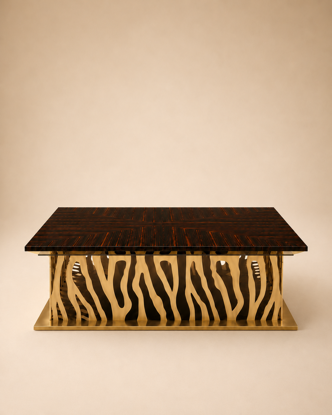 Zebrano Marble & Steel Coffee Table