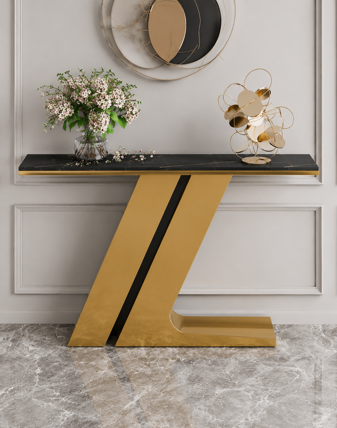 Zion Marble & Steel Console