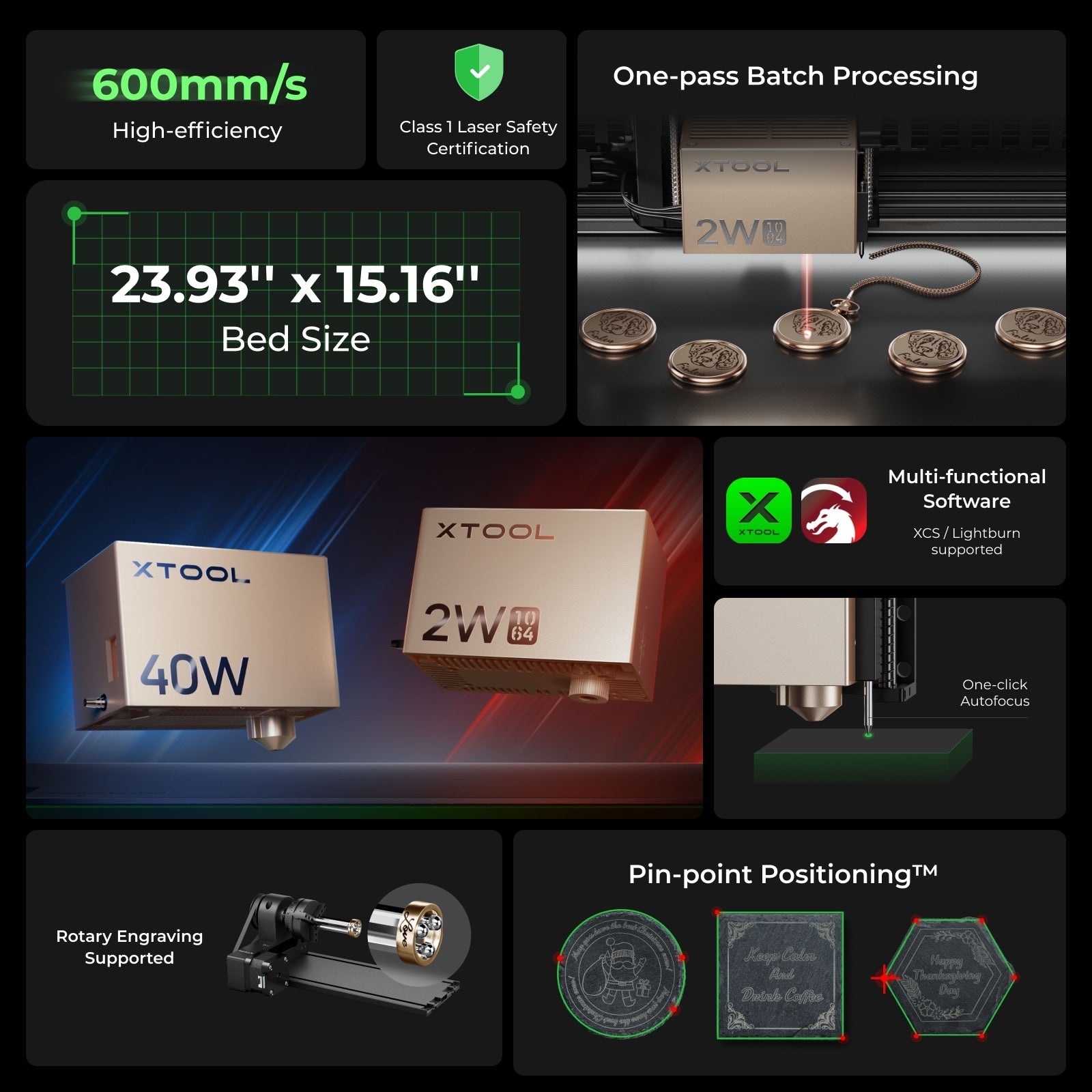 xTool S1 + 1064nm IR Laser Kit: Enclosed Diode Laser Engraver & Cutter