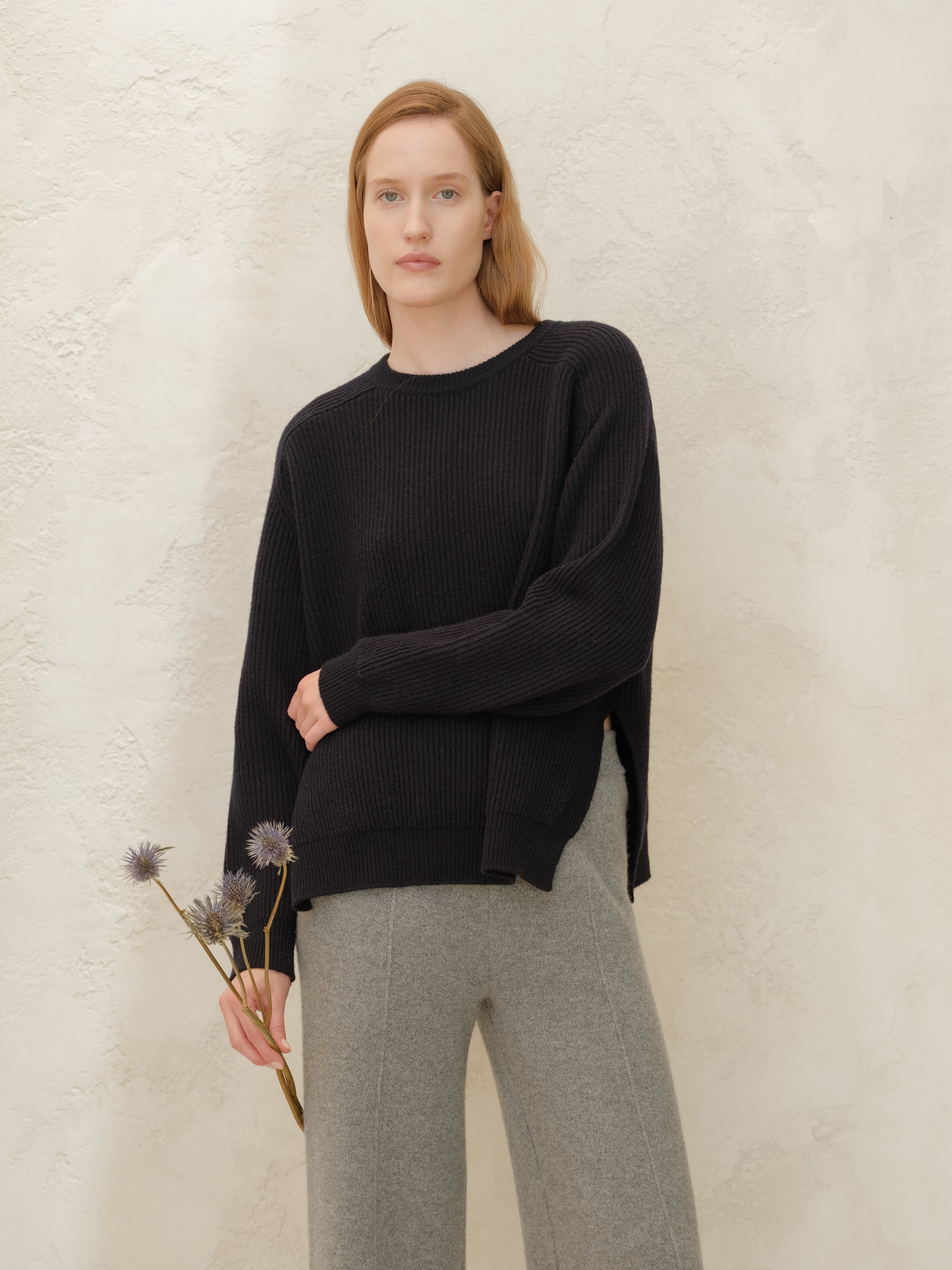 Cashmere Mix Ribbed Crewneck