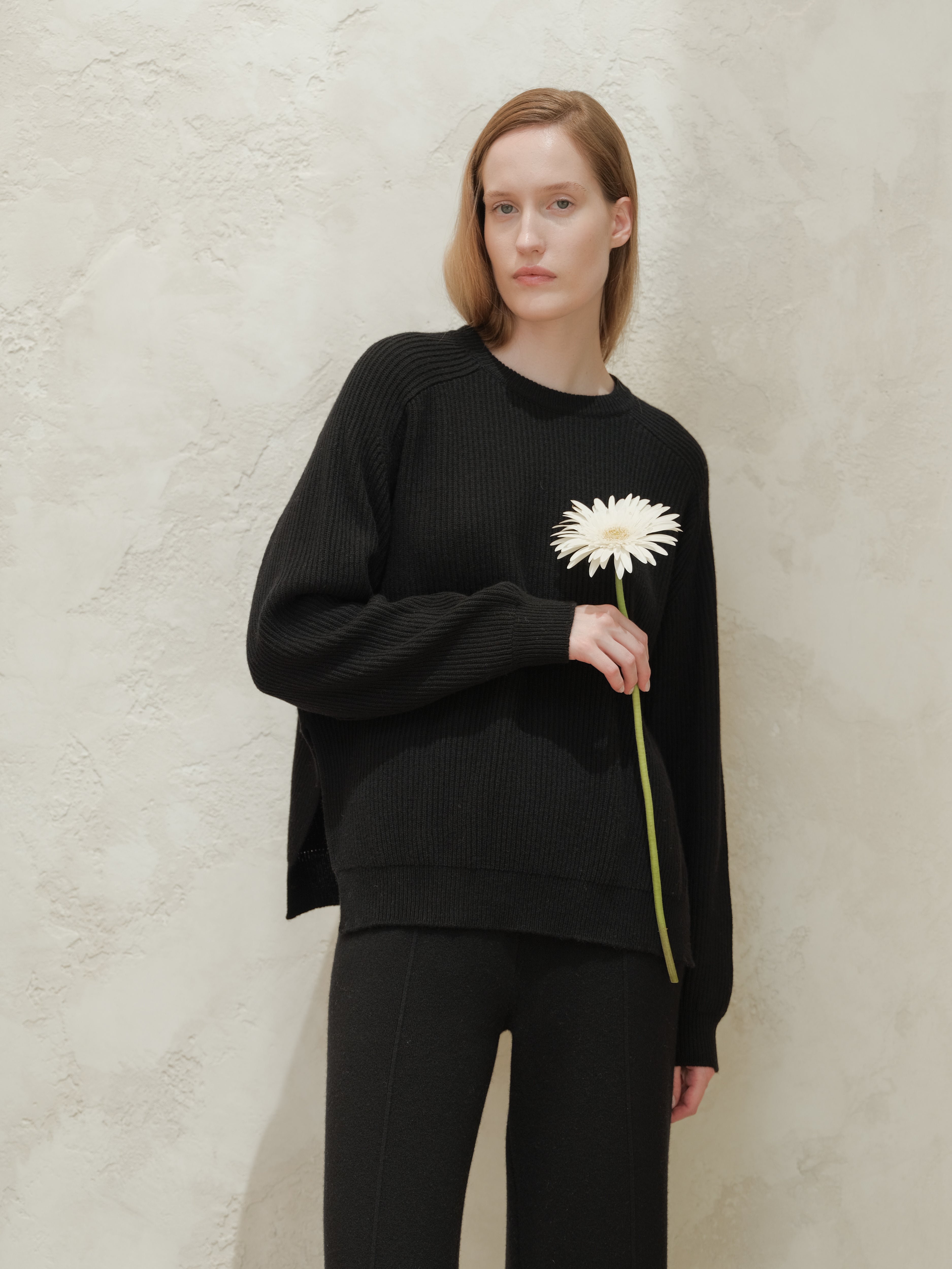 Cashmere Mix Ribbed Crewneck