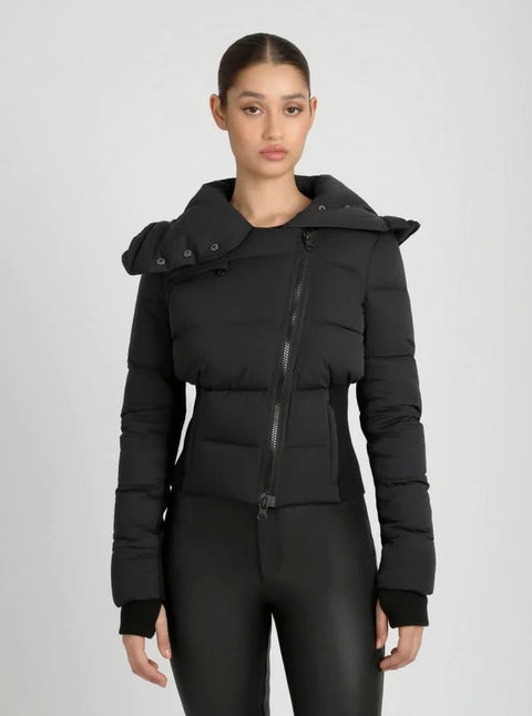 Asymmetrical Puffer Jacket - Black