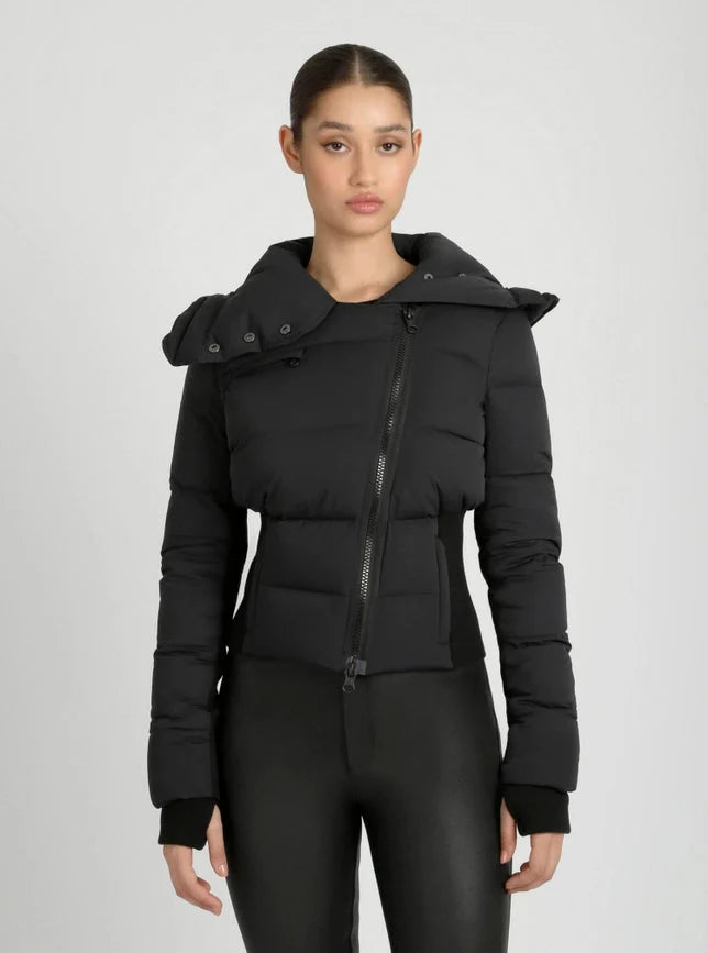 Asymmetrical Puffer Jacket - Black