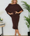 Asymmetrical Knit Sweater Dress in Chocolate Brown for Women