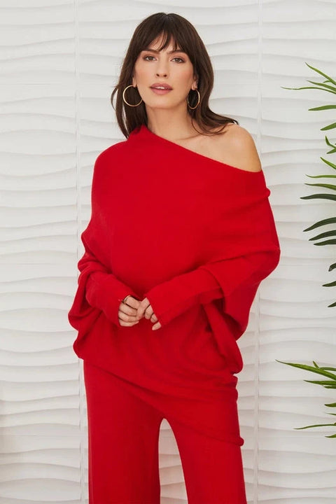 Asymmetrical Sweater - Red