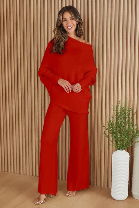 Asymmetrical Sweater - Red