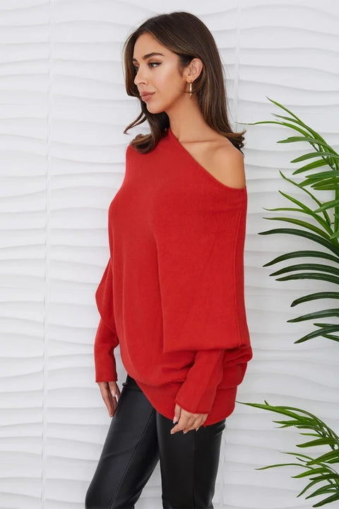 Asymmetrical Sweater - Red