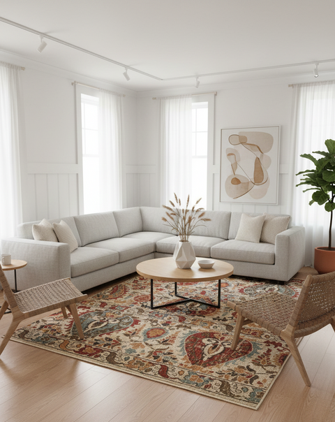 Persian-Inspired. Modern Defined. Turkish Made Rug, size 5' 2" x 7' 6"