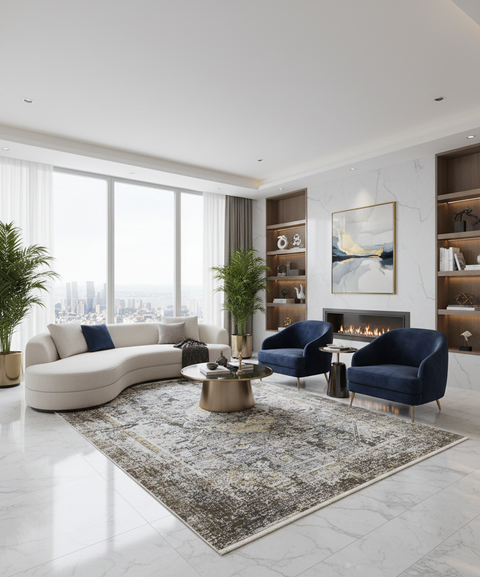Persian-Inspired. Modern Defined. Turkish Made Rug, size 5' 2" x 7' 7"