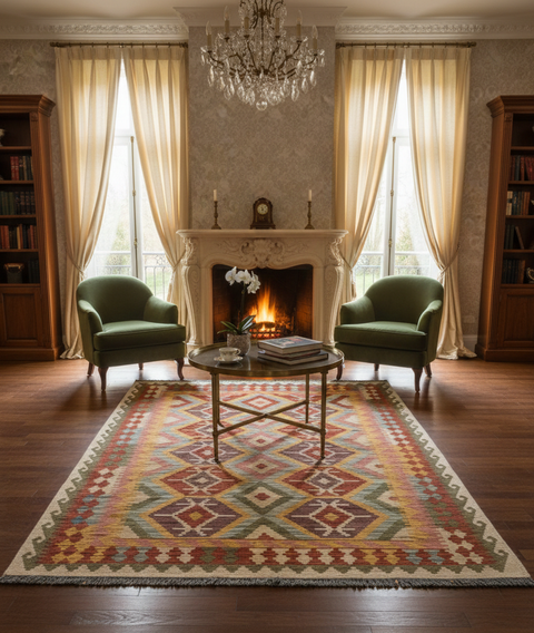 Afghan Kilim Handwoven flatweave Rug – size 5" x 6' 1"