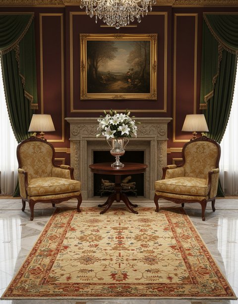 Hand-Knotted Sultanabad Vegetable-Dyed Wool Rug, 4' 10" x 6' 10"