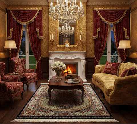 Exquisite 100% Silk Persian Design Rug – Elegant and Luxurious, size 3' 10" x 5' 8"  (H)