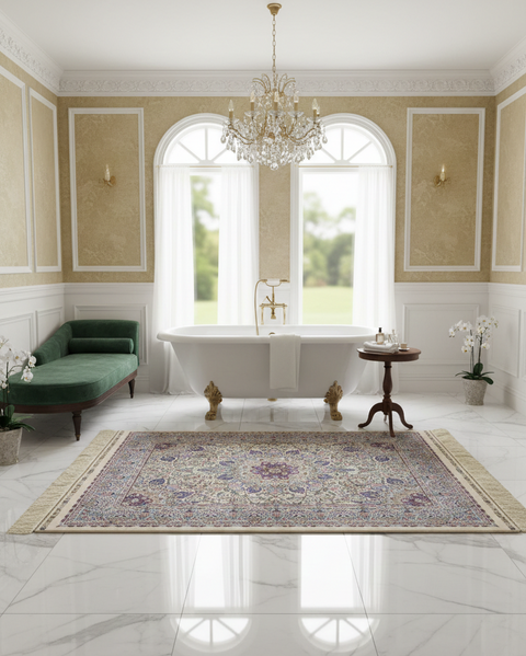 Exquisite 100% Silk Persian Design Rug – Elegant and Luxurious, size 3" x 5"x (H)