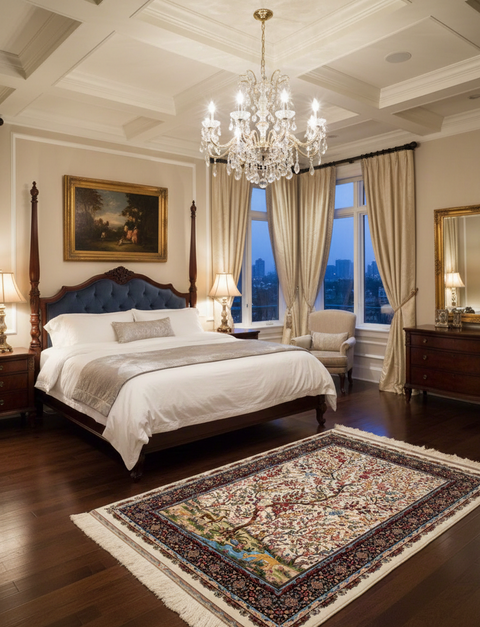 Exquisite 100% Silk Persian Design Rug – Elegant and Luxurious, size 3' 3" x 4' 10" (H)