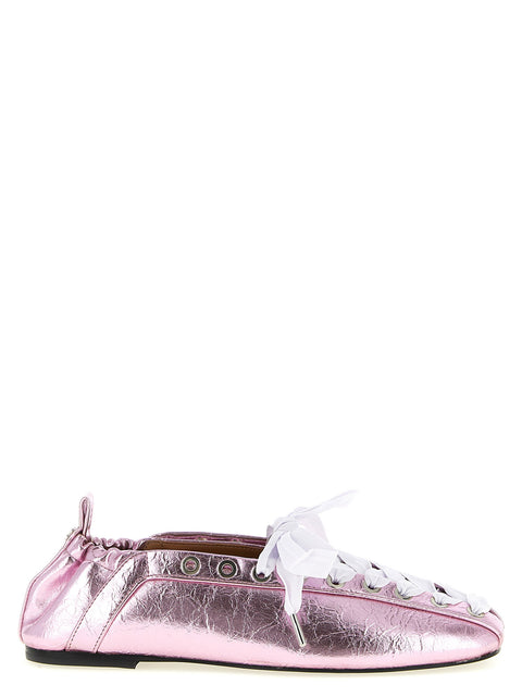 Ganni Lace-up Ballet Flats