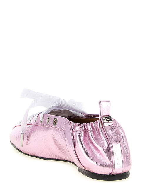 Ganni Lace-up Ballet Flats