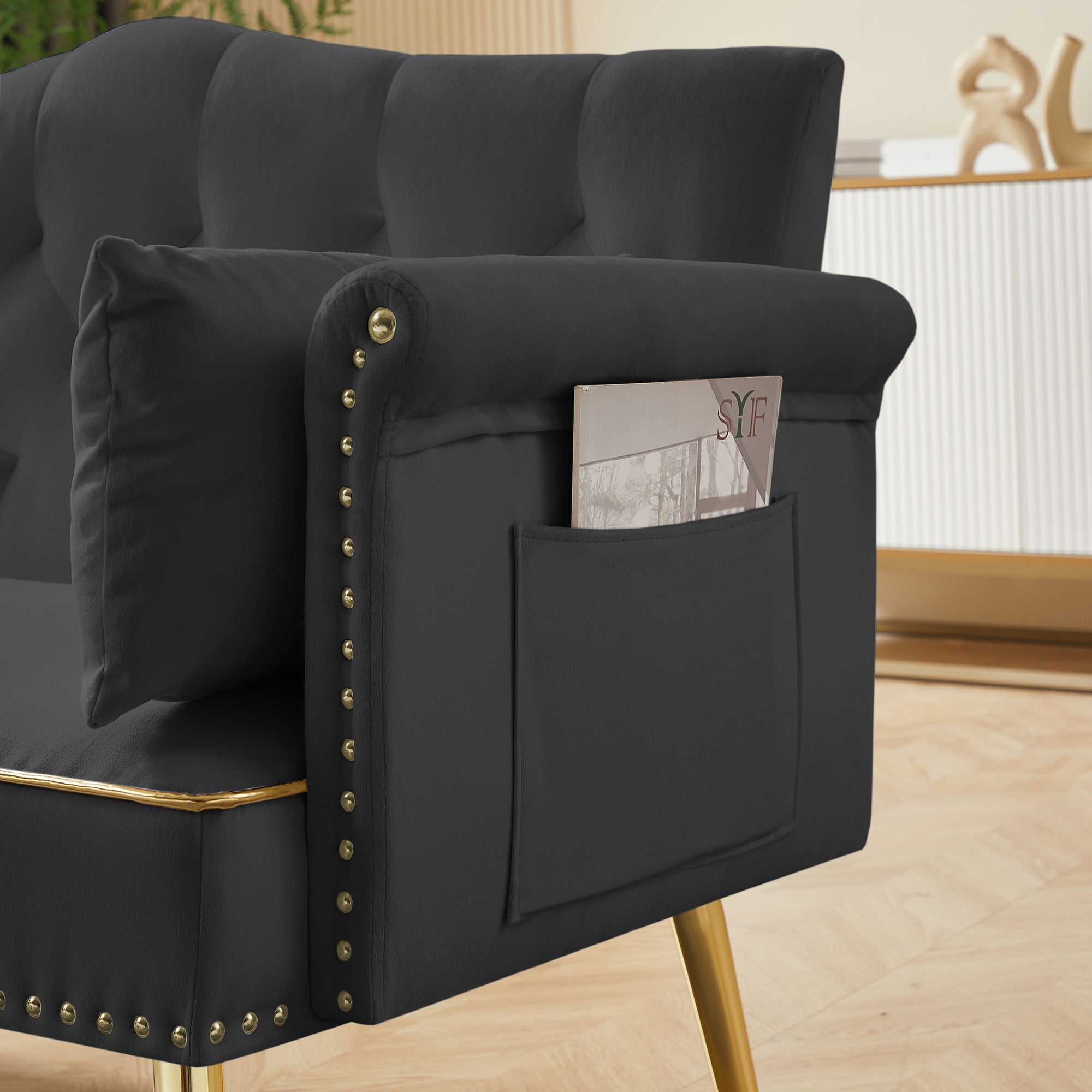 BLACK 2 SEATER SOFA